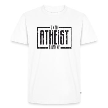 Je suis athée débattez-moi - argumentez - T-shirt Premium bio Homme - blanc - Devant - Nico (187cm)