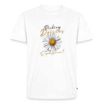 Cueillir des marguerites C’est ma superfleur - floraison - T-shirt Premium bio Homme - blanc - Devant - Nico (187cm)