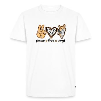 Peace Love Corgi - cute small dogs - Men's Premium Organic T-Shirt - white - Front - Nico (187cm)