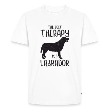 La meilleure thérapie est un labrador - chien - T-shirt Premium bio Homme - blanc - Devant - Nico (187cm)