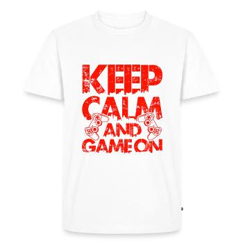 garder le calme joueur - T-shirt Premium bio Homme - blanc - Devant - Nico (187cm)