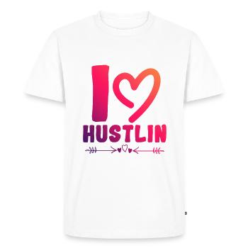 I love Hustlin - Men's Premium Organic T-Shirt - white - Front - Nico (187cm)