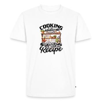 La cuisine est une aventure qui commence par une recette - T-shirt Premium bio Homme - blanc - Devant - Nico (187cm)