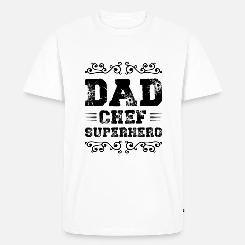 Dad Chef Superheld Papa - Männer Premium Bio T-Shirt - Weiß