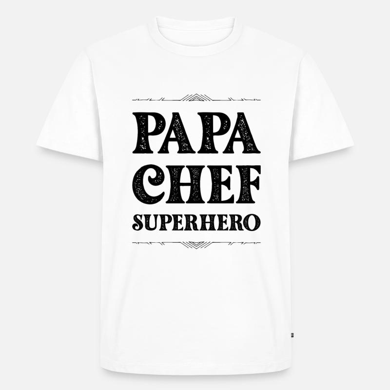 Papa Chef Superheld Dad - Männer Premium Bio T-Shirt - Weiß