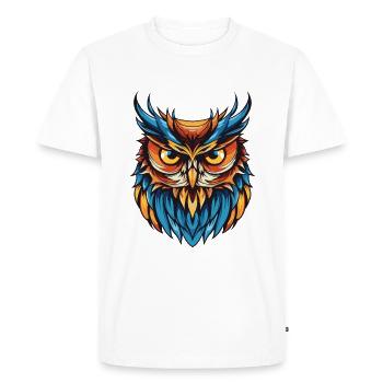 Portrait de hibou - T-shirt Premium bio Homme - blanc - Devant - Nico (187cm)
