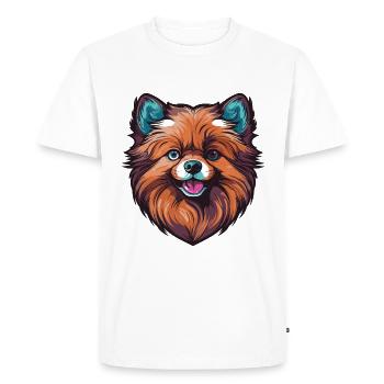 Pomeranian Dog Head - Men's Premium Organic T-Shirt - white - Front - Nico (187cm)
