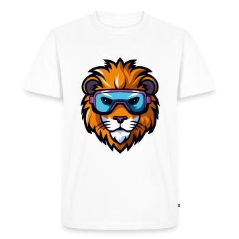 Ski Lion Comic - Men's Premium Organic T-Shirt - white - Front - Nico (187cm)