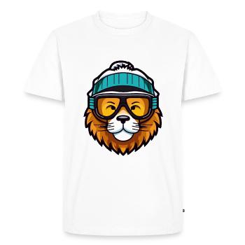 Lion Snowboard Ski Goggles Comic - Men's Premium Organic T-Shirt - white - Front - Nico (187cm)