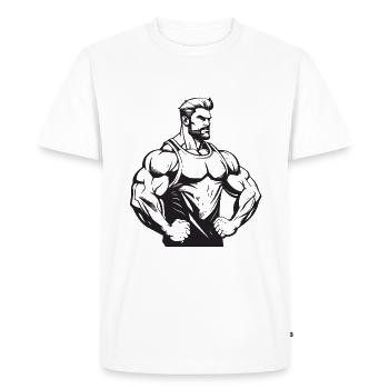Homme Muscles Musculation - T-shirt Premium bio Homme - blanc - Devant - Nico (187cm)