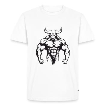 Bull Taurus Muscles Workout Gym - T-shirt Premium bio Homme - blanc - Devant - Nico (187cm)