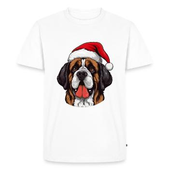 Saint Bernand Dog Head Christmas Portrait - Men's Premium Organic T-Shirt - white - Front - Nico (187cm)