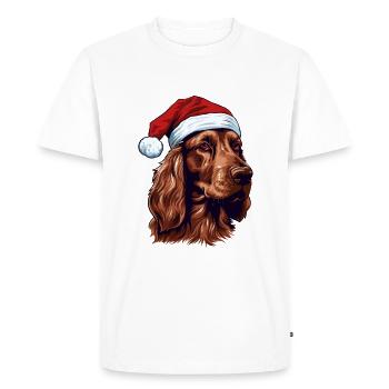 Irish Setter Dog Head Christmas Portrait - Men's Premium Organic T-Shirt - white - Front - Nico (187cm)