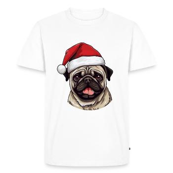 Pug Dog Pug Head Christmas Portrait - Men's Premium Organic T-Shirt - white - Front - Nico (187cm)