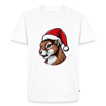 Squirrel Head Christmas Portrait - Men's Premium Organic T-Shirt - white - Front - Nico (187cm)