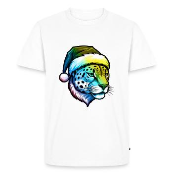 Tête de guépard Noël Portrait coloré - T-shirt Premium bio Homme - blanc - Devant - Nico (187cm)
