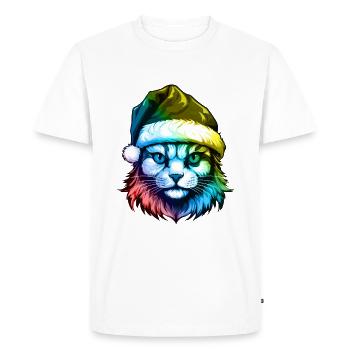 Cat Head Christmas Portrait Colorful - Men's Premium Organic T-Shirt - white - Front - Nico (187cm)