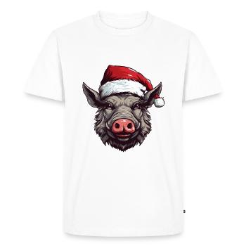 Wild Boar Christmas Animal Head - Men's Premium Organic T-Shirt - white - Front - Nico (187cm)