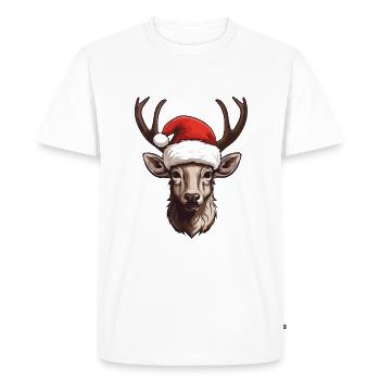 Deer Head Christmas Portrait - Men's Premium Organic T-Shirt - white - Front - Nico (187cm)