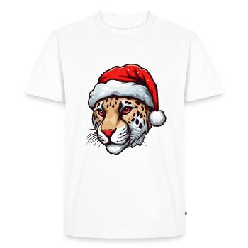 Portrait de Noël tête de guépard - T-shirt Premium bio Homme - blanc - Devant - Nico (187cm)