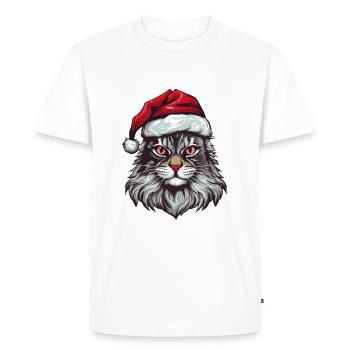Cat Head Christmas Portrait - Men's Premium Organic T-Shirt - white - Front - Nico (187cm)