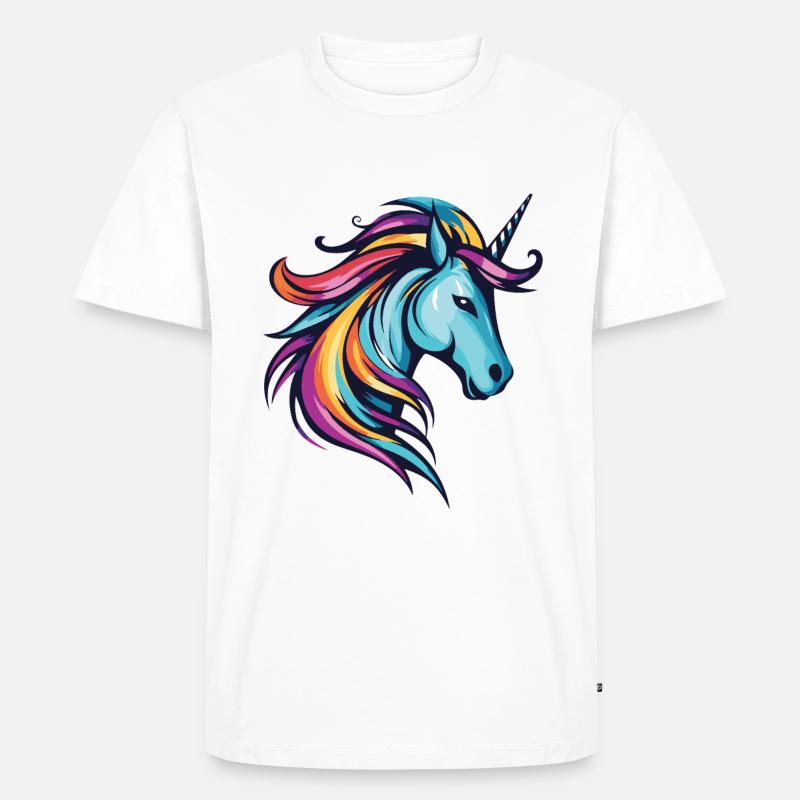 Einhorn Kopf - Männer Premium Bio T-Shirt - Weiß