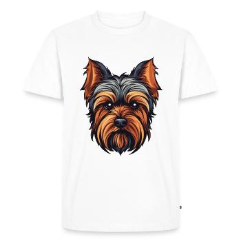 Yorkshire Terrier Dog Head - Men's Premium Organic T-Shirt - white - Front - Nico (187cm)