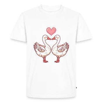 Goose Comic Couple Love - Men's Premium Organic T-Shirt - white - Front - Nico (187cm)