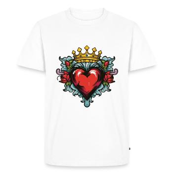 Heart Crown Love - Men's Premium Organic T-Shirt - white - Front - Nico (187cm)