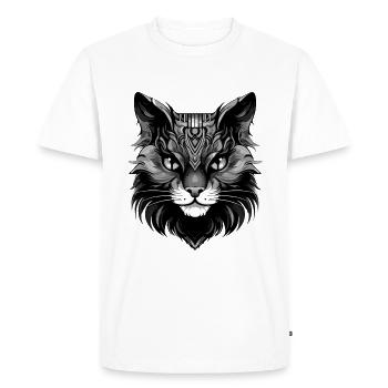 Cat Animal Head - Men's Premium Organic T-Shirt - white - Front - Nico (187cm)