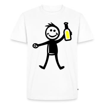 Boire une bouteille de bière - T-shirt Premium bio Homme - blanc - Devant - Nico (187cm)