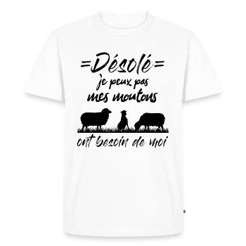 Citation sur les moutons, mes moutons ont besoin - T-shirt Premium bio Homme - blanc - Devant - Nico (187cm)