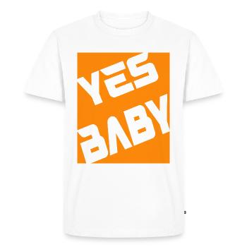 Yes Baby - Men's Premium Organic T-Shirt - white - Front - Nico (187cm)