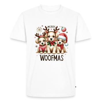 Joyeux Noël Woofmas Chiens - T-shirt Premium bio Homme - blanc - Devant - Nico (187cm)