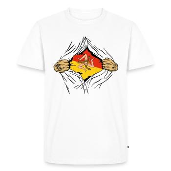 Drapeau de la Sicile Italie Palerme Trinacria Italia - T-shirt Premium bio Homme - blanc - Devant - Nico (187cm)