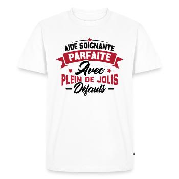 Aide soignante parfaite, Cadeau Aide soignante - T-shirt Premium bio Homme - blanc - Devant - Nico (187cm)