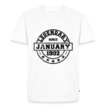 Légendaire depuis janvier 1992 - Anniversaire - T-shirt Premium bio Homme - blanc - Devant - Nico (187cm)