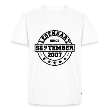 Légendaire depuis septembre 2007 - Anniversaire - T-shirt Premium bio Homme - blanc - Devant - Nico (187cm)