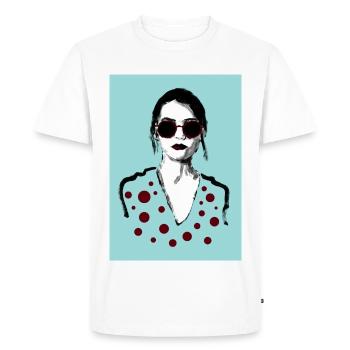 Woman with red glasses - Men's Premium Organic T-Shirt - white - Front - Nico (187cm)