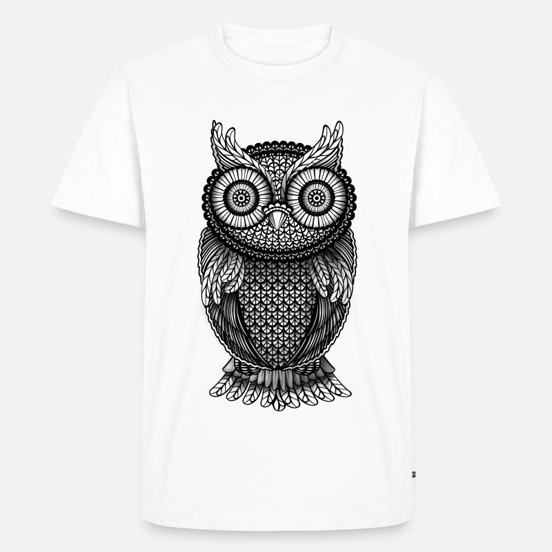 Eule Uhu - Männer Premium Bio T-Shirt - Weiß