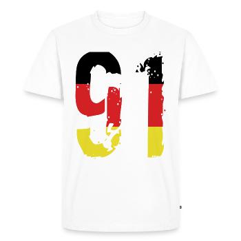 91 Numéro Allemagne Maillot - T-shirt Premium bio Homme - blanc - Devant - Nico (187cm)