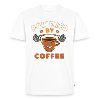 Powered by Coffee - Men's Premium Organic T-Shirt - white - Front - Nico (187cm)