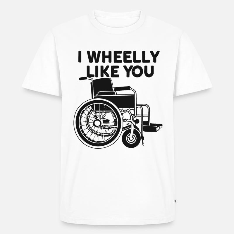 Rollstuhl Rollstuhlfahrer Geschenkidee - Männer Premium Bio T-Shirt - Weiß