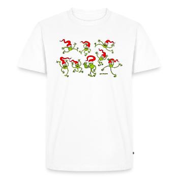 Grenouilles dansent et fêtent Noël joyeusement - T-shirt Premium bio Homme - blanc - Devant - Nico (187cm)