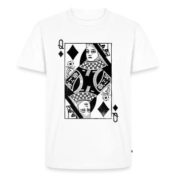 Check Queen playing card - Men's Premium Organic T-Shirt - white - Front - Nico (187cm)