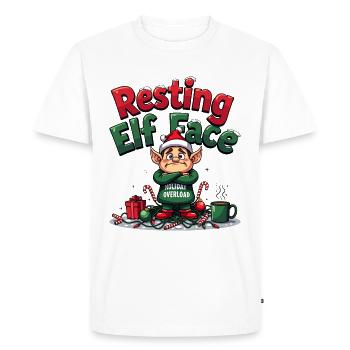 Resting Elf Face Holiday Design - Men's Premium Organic T-Shirt - white - Front - Nico (187cm)