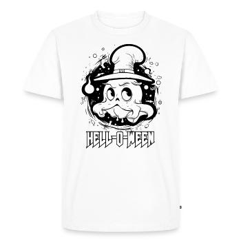 Hello Halloween Ghost - Men's Premium Organic T-Shirt - white - Front - Nico (187cm)