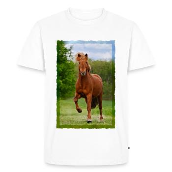 cheval islandais courir en tölt sur la photo de cheval de prairie - T-shirt Premium bio Homme - blanc - Devant - Nico (187cm)
