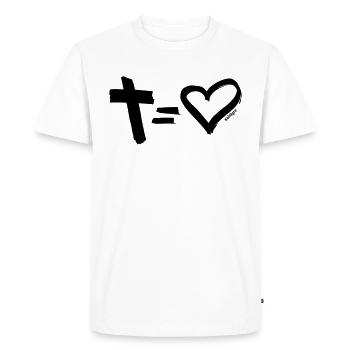 Cross = Heart BLACK - Men's Premium Organic T-Shirt - white - Front - Nico (187cm)