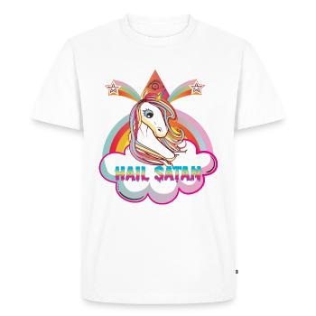 HAIL SATAN! - Men's Premium Organic T-Shirt - white - Front - Nico (187cm)